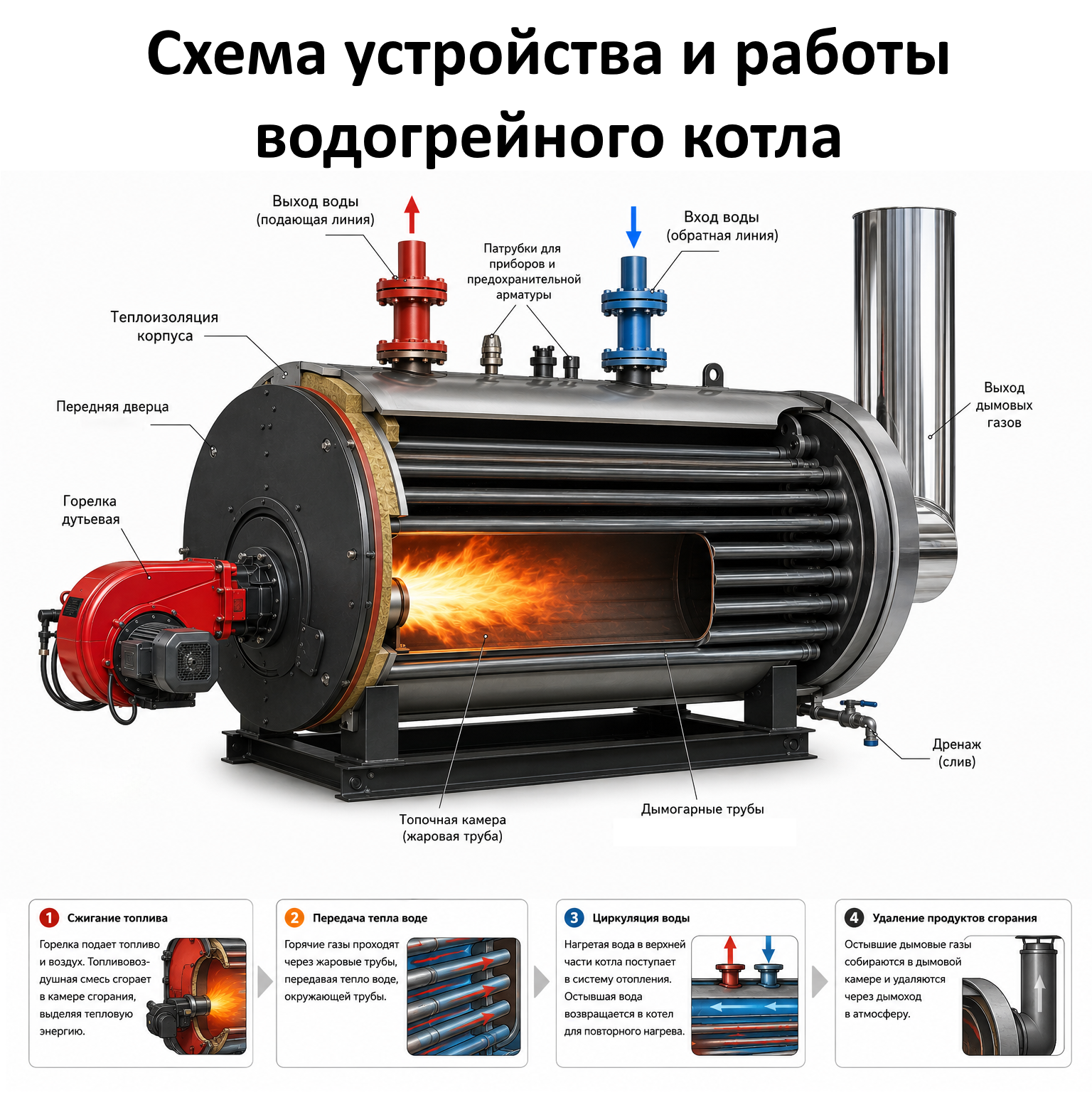 Схема работы водогрейного котла